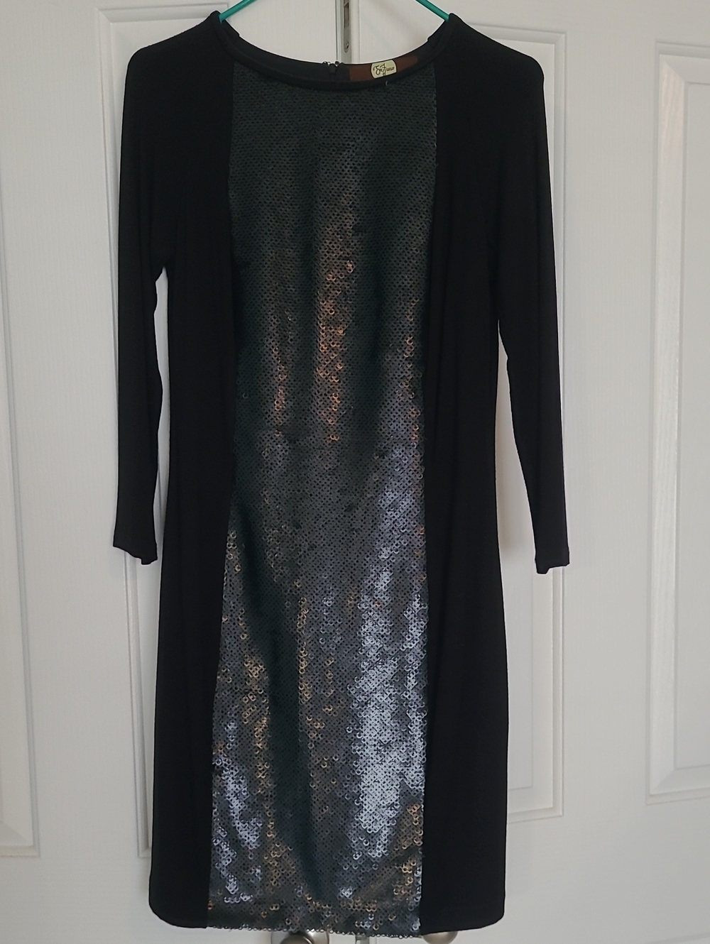 Eva Franco Black Dress with Silver Sequin Front Panel